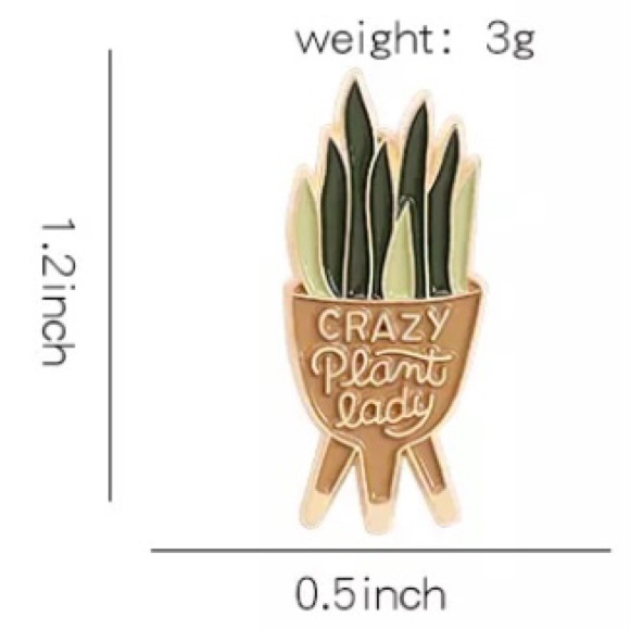4/$20 Crazy Plant Lady Succulent Pot Enamel Pin - Picture 2 of 2